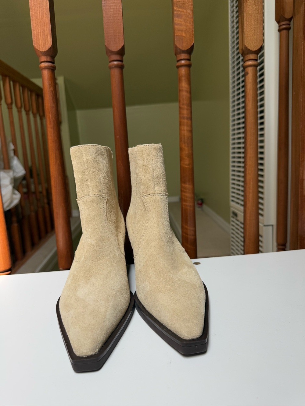 rag & bone Beige Suede Pointed Ankle Booties - Picture 8 of 10